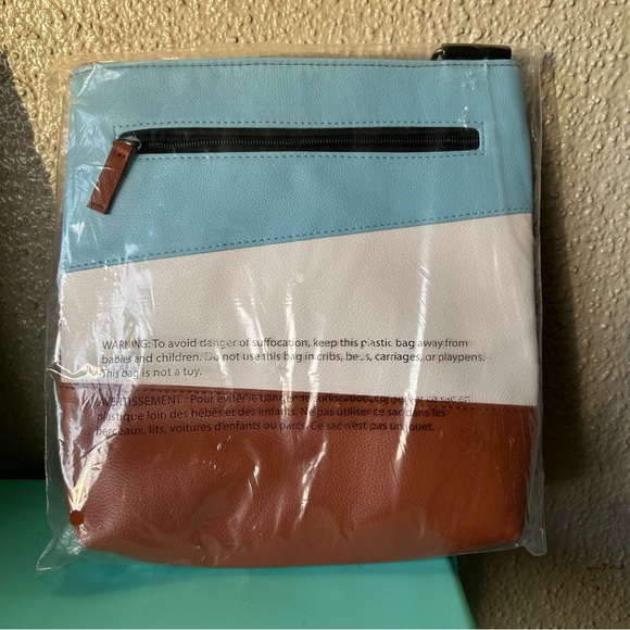 doTERRA Cross Body Adjustable Bag Purse  Blue White Brown Color Block NEW - Picture 9 of 11
